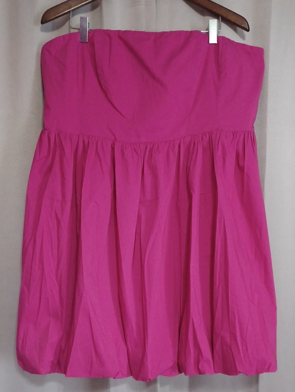 Express Hot Pink Poplin Strapless Bubble Mini Dress Pockets Fit&Flare Size XL